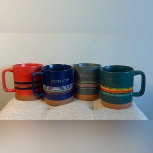 Pendleton Woolen Mills Ceramic Coffee Mugs Set Of 4 Multi Stripes 533ml 18oz